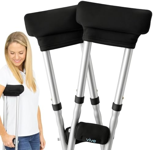 Vive Premium Crutch Pads & Hand Grips - Comfortable, Breathable, Machine Washable Padding - Moisture Wicking & Odor Reducing Pillow Accessory Covers for Adult & Youth Walking Crutches