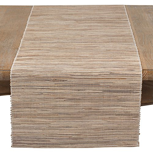 SARO LIFESTYLE 217.N1490B Melaya Collection Shimmering Woven Nubby Table Runner, 100% Water Hyacinth, Natural