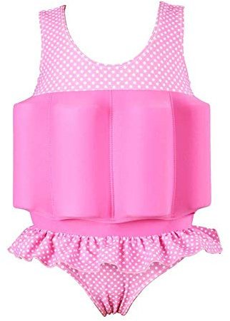 Enfants Fille B?b? Tout Petit Gar?on Maillots Une Pi?ce Maillots de Bain Flottants Flottabilit? r?glable Protection Imprim? Fleur V?Tements de Plage d'?t? Rose 3-4 Ans