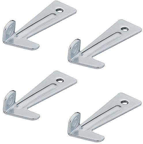Gedotec Schließhaken 52 mm für Zargentische und Tisch-Einlegeplatten | Tischbeschlag Stahl vernickelt | Zubehör für Ausziehtisch-Beschläge | 4 Stück - Haken-Verschluss zum Schrauben unter Tischplatte