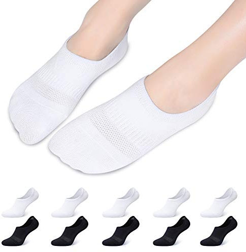 Falechay Sneaker Socken Damen Herren Füsslinge No Show Ballerina Unsichtbare Socken Unisex Schwarz Weiß 35-38