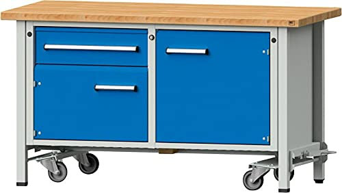 Établi mobile gris/bla1500 x 700 x 40 mm 1 porte/2 poussée