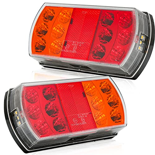 DARKGUARD Pilotos Traseros Remolque led,12/24v Homologado E 2piezas Luces Traseras para Remolque Led, Pilotos Traseras Remolque de 4Funciones Luz de Matrícula Placa para Camion Caravan Impermeable