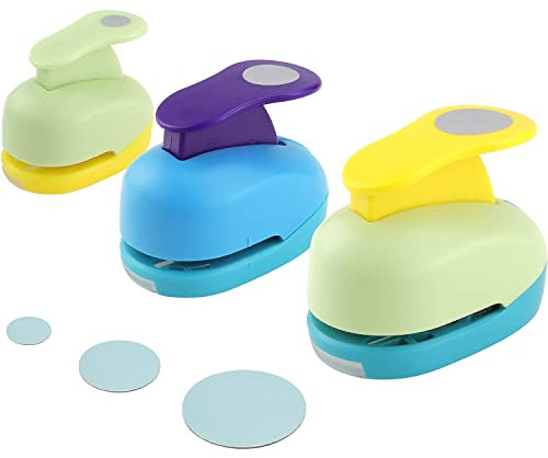 Rayong 3 Stück Stanzer Kreis Motivstanzer Rund Motivlocher Papierstanzer Set Ausgestanztes Motiv für Basteln, Scrapbooking, Geschenkanhänger(8mm 15mm 25mm)
