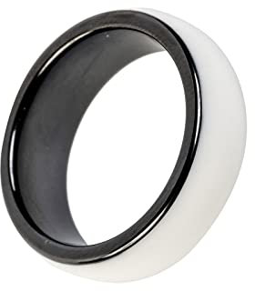 Riversmerge RFID-Ring aus weißer Keramik, intelligenter Fingerring, T5577, Chip-ID, für Damen und Herren, Zirkonia-Keramik