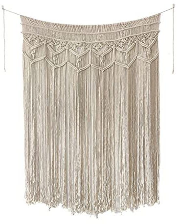 Syfunlv Tentures Murales en Macramé Tissées À La Main, Macramé Mural Tissé en Coton, Tenture Mural Tapisserie Tissée Porte en Macramé Suspendu, Rideau De Mariage Boho DéCoration Murale (150×180)