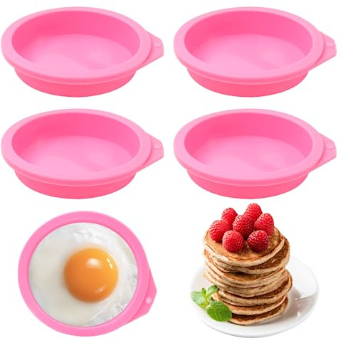 YINARONG 4 moldes de huevo para freidora de aire, silicona, antiadherentes, sin BPA ni ftalatos, translúcidos, moldes de huevo para tapas de magdalenas, tostadas, accesorios para freidora de aire