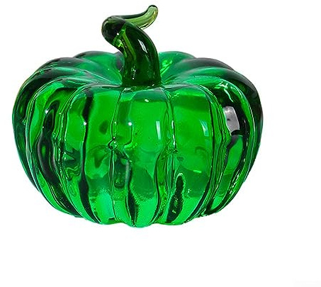 DAZZLEEX Ornamento di zucca di cristallo, statuette di zucca in vetro soffiato, da collezione, zucche autunnali per Halloween, decorazione ornamentale, verde