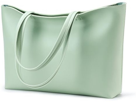 KALIDI Tote Bag Handbags for Women Large shoulder bag with Zipper Waterproof PU Women's Totes Ladies Bag for Work School Travel Daily Use (Green)