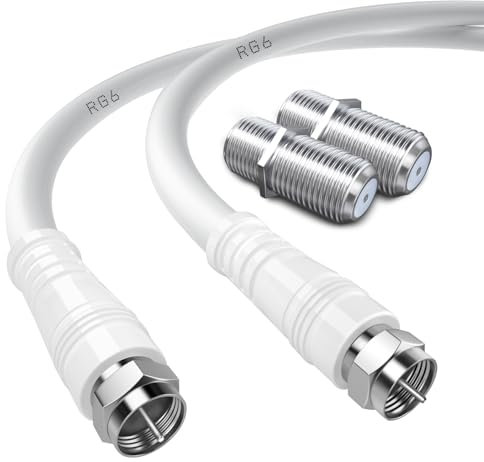 TUOLNK RG6 TV Antennenkabel F Stecker auf F Stecker Hochgeschwindigkeits RG6 Koaxialkabel mit F Buchsen Kompressionsstecker 75 Ohm, für Kabelbox, Dish TV, Satellitenkabel, Digital Router 32.8FT(10M)