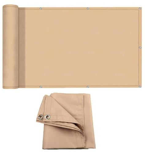 Tissu polyester imperméable 300D anti-UV pour maison, hôtel, terrasse, brise-vent, clôture, balcon, pare-vue, beige, 45 cm x 300 cm