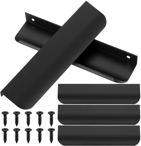 mauuuba 5 Pcs Poignee de Meuble Cuisine, Poignée Meuble Cuisine Aluminium, Poignee Porte Cuisine, Poignées Armoire, Poignet de Porte Cuisine, Poignée pour Armoire, Placards, Commodes - Noir, 150mm