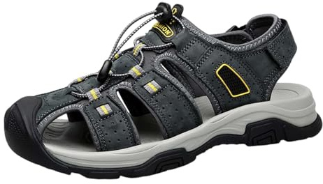 MJGkhiy Sandalias Trekking Hombre De Cuero Al Aire Libre Sandalias Ortopédicas Sandalias De Seguridad Casual Antideslizante Sandalias De Punta Cerrada Zapatillas De Cuero Zapatos De Verano Oferta Al