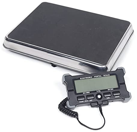 Bilancia da lettere fino a 200 kg/50 g, con grande piattaforma in acciaio inox, illuminata esterna, 31,6 x 25 x 4,95 cm, con display LCD