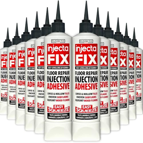Injectafix Easy Squeeze 300ml From Floor-Fix Pro - Flexible Strong Adhesive Fix Loose & Hollow Tiles and Floors Self-Levelling Maximum Strength New Formula (12 Pack)