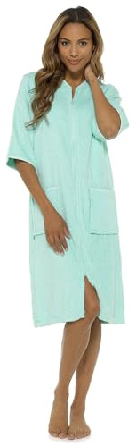 Albornoz con cremallera para mujer de GM Apparel - Bata de baño de 100% algodón de felpa para mujer - Albornoces de toalla altamente absorbentes, verde menta, 44-46