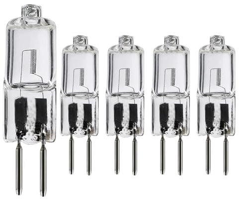 UGEFKMQ 5PC Lampadina Alogena G5.3 20W 24V Lampadine a capsula G5.3 24V 50W Lampadine alogene GU5.3 base a doppio ago Lampadina da lavoro meccanica bianca calda 50W