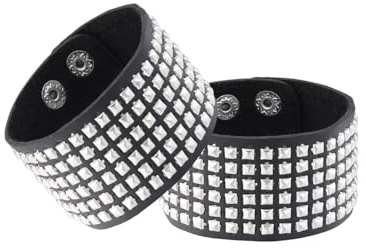 Eigso Bracciali con borchie 80's retro rock per donne Bracciali in pelle con borchie old school per donne e uomini