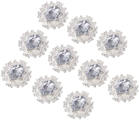 Toyvian 10pcs Silver Alloy Rhinestone Brooch Decoration Set for DIY Jewelry Accessory, Use, Craft Embellishment for Party and Banquet Clothing