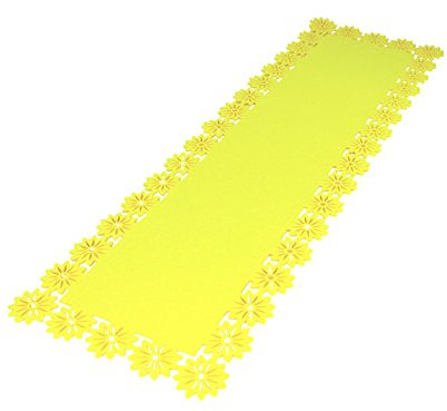DECOLINE Filz Tisch-Deckchen Blumenbordüre 30 x 100cm gelb 1 Stück