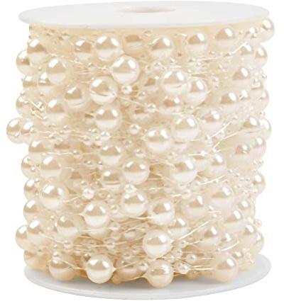 Pasa el ratón por encima de la imagen para ampliarla Cadena de perlas artificiales de 30 m, cadena de perlas para bodas, fiestas, joyería, color beige