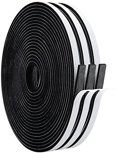 Dichtungsband Selbstklebende, Gummi Dichtungsband für Tren und Fenste, Anti-Kollision/Schalldichter/Wasserdichter/Staubdicht Dichtband Fenster(6mmx3mmx18m, Schwarz-Weißer Kleber)