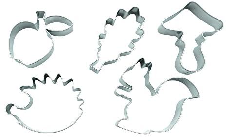 BekkiB 2415-5-set kakmått skog – kakformar eklöd, svamp, igelkott, äpple och ekorre – för bakning och pyssel