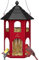 Kingsyard Metall Vogelfutterhaus zum Aufhängen, Vogelfutterspender für Wildvögel, leicht zu reinigen und nachzufüllen, Vogelhaus für Garten & Balkon, Rot