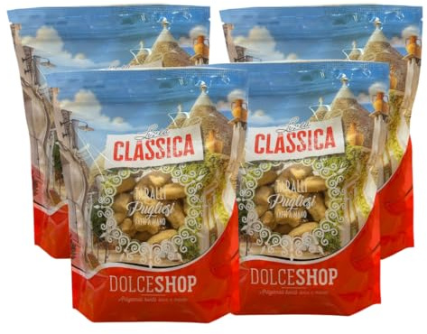 Taralli tradizionali Pugliesi fatti a mano friabili gusto Calzone Pugliese con cipolla uvetta e olive DolceShop - 4 CONFEZIONI DA 350g