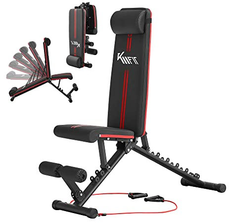 KM Fit klappbare Hantelbank Multifunktion Training Fitness Bank | 6-fach verstellbare Rückenlehne | 3-fach verstellbarer Sitz | Atmungsaktive EVA-Oberfläche | Belastbarkeit bis zu 400 kg