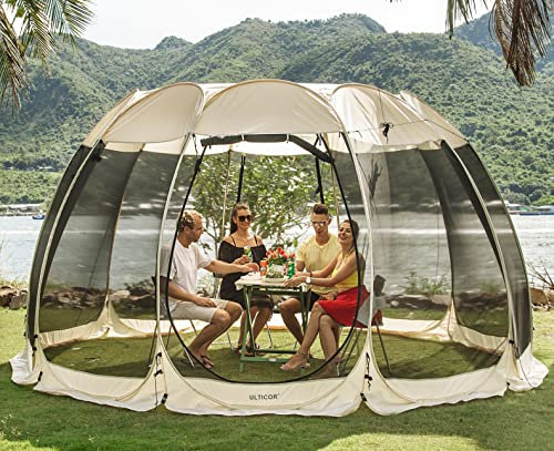 ULTICOR Auvent Tente - Grande moustiquaire extérieure - Tente de chambre pop-up - 8 à 10 personnes - Pour pique-niques, barbecues, fêtes, terrasse et camping