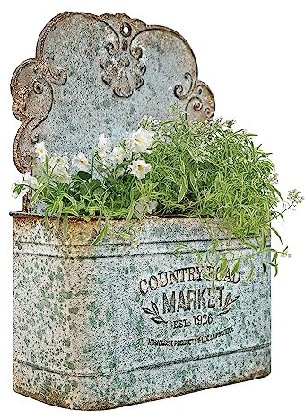 All Chic Metall-Wand-Pflanzgefäß, Wandhalterung, Pflanzgefäß, Metall-Hängende Pflanzgefäße, Wandvasen für Blumen, Pflanzgefäße für Outdoor-Pflanzen für Bauernhaus-Dekor (rustikal)