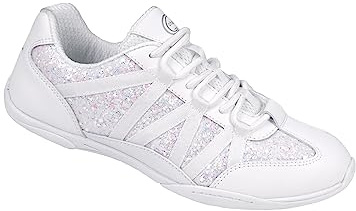 chassé Flash Glitter Cheerleading Sneaker – Lightweight White Cheer Shoe with Sparkle Finish for Women & Youth | Sideline, Competition & Practice Ready (White, 9)