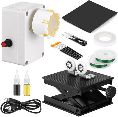 Threlaco 14 Pcs Fishing Rod Repair Kit Includes 2 Pcs Rod Wrapping and Winding Machine Set 2 Epoxy Resin Adhesive 2 Thread 1 Tape 5 Brush 1 Scissor 1 Sand Paper Fishing Rod Building Winding Tool