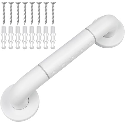 Baxcdyswe Haltegriffe für Senioren, 30cm Haltegriff Dusche, Rutschfeste Handgriff, Weiße Nylon-Sicherheitsgriffe, Badewannengriff Edelstahl, Behinderten WC Duschgriff, Badewanne Einstiegshilfe