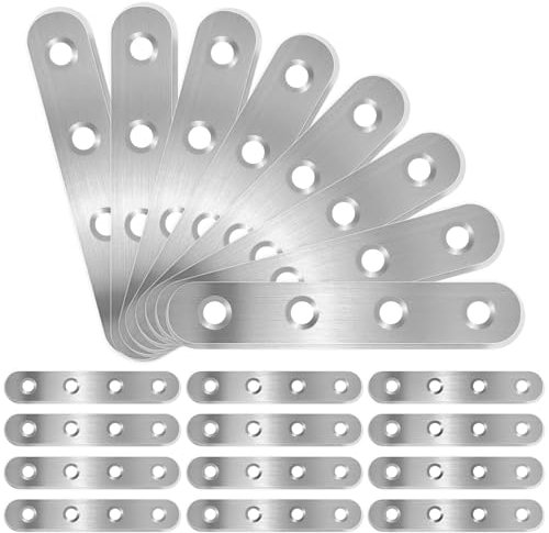 Bubuny 20PCS Piastre di giunzione per riparazione 100x17x1,75 mm, Piastre Staffa Piatta Forata in Acciaio Inox, Piastre di Giunzione in Metallo per Riparazione Connettore di fissaggio per mobili