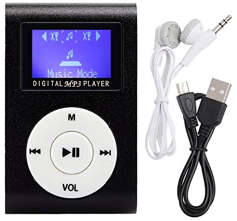 Portable Mini Digital Mp3 Player, 0.8Inch Lcd Screen Music Player Metal Mini Clip Mp3 Support Memory Card with 3.5Mm Earphone