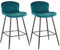 JYMTOM Samt Barhocker mit Lehne und Fußstütze, Tresenhocker Bistrohocker Designer Hocker mit Metallrahmen für Esszimmer Bar Restaurant und Café (2, Teal)