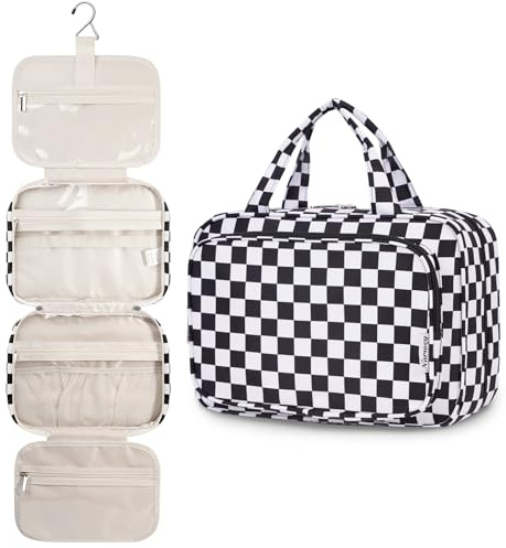 Narwey Large Hanging Travel Toiletry Bag for Women, Wash Bag for Toiletries | Well-organized Washbag with Multiple Compartments, Makeup Cosmetic Bag for Full-Size Essentials, Vibrant Patterns, Gift