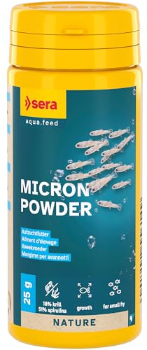 Sera Micron Powder 50 ML (25 g) | Aliment d’Élevage pour Larves de Poissons et Amphibiens sans Colorants ni Conservateurs | Zooplancton au Krill et Spiruline pour Croissance et Couleurs