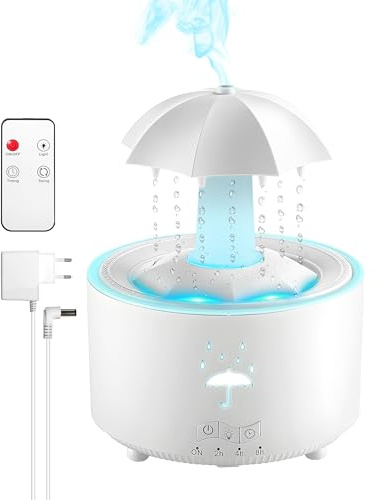 Umidificatore per camera da letto, 300 ml, diffusore di aromi, gocce di pioggia rotanti, umidificatori ad aria, 7 colori, per ufficio, camera da letto, auto, desktop