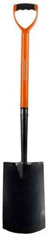 Black+Decker Garden Spade - Spade and Shovel for Garden Work - Garden Shovel with D-Handle - Shovel 100x18x1cm - 1.7kg - Orange Black