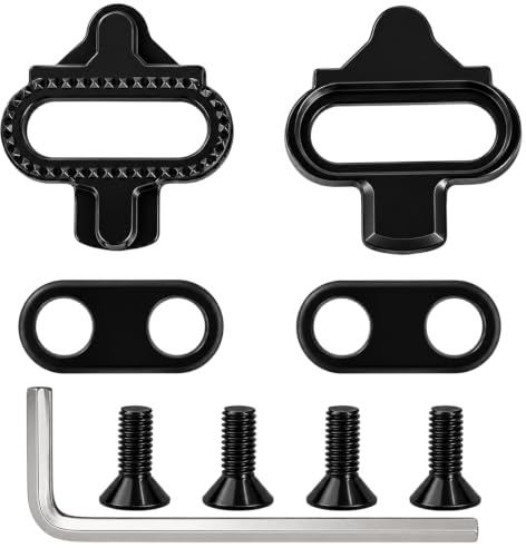 Cales Vélo Compatibles avec Shimano SPD SH51, Plaques de Chaussures VTT à 2 Trous, Cales SPD Antidérapantes avec Vis et Clé Allen, pour Pédales Automatiques Vélo Route VTT