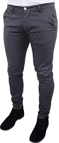 Pantaloni Uomo Battistini Jeans Sartoriali Casual Slim Fit Rosso Giallo Blu Grigio Nero Beige Marrone Aderente Estivo 100% Made in Italy Casual Eleganti in Cotone (50, Grigio Scuro)