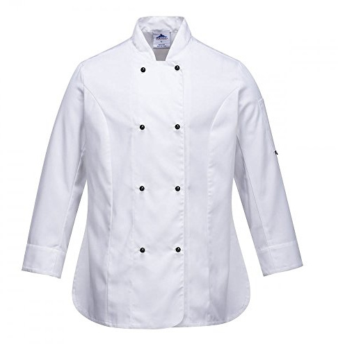 Portwest Rachel Women's Chefs Jacket L/S, Size: M, Colour: White, C837WHRM