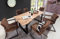 SAM 7tlg. Essgruppe Quentin, 1x Baumkantentisch 200x100cm Akazienholz naturfarben + massiv & 6X Schwingstuhl/Esszimmerstuhl Parzivo in Wildleder-Optik, Tischgruppe im Industrial-Stil