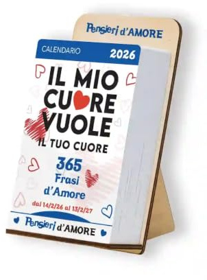Calendario Strappapensieri 2026-27 - SPECIALE SAN VALENTINO calendario da tavolo con citazioni e aforismi d'amore per tutto l'anno, giornaliero, 365 pensieri d'amore
