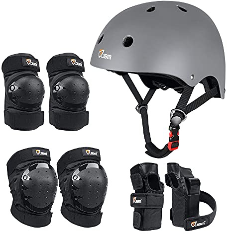 JBM Adult & Kid Skating Protective Gear Set for Beginner to Advanced, Skateboard Helmet Knee and Elbow Pads with Wrist Guards for Inline Roller Skating, Scooter, Skateboarding