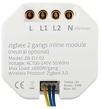 Yagusmart 2 Gang Zigbee Smart Light Switch DIY Breaker Module, 2 Way, Neutral Wire Optional, Need to Work with Tuya Zigbee Hub, Smart Life/Tuya APP Remote Control, Works with Alexa Google Home