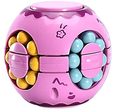 JHBEMAXS Rotate Bean Slide 3D Puzzle Spinner Cubo Mágico Fidget Juguetes Anti Estrés Sensorial Juego para Niños Adultos (Rosa)
